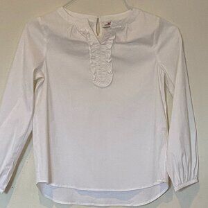 Girls Vineyard Vines white blouse with ruffle.  Size medium
